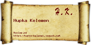 Hupka Kelemen névjegykártya